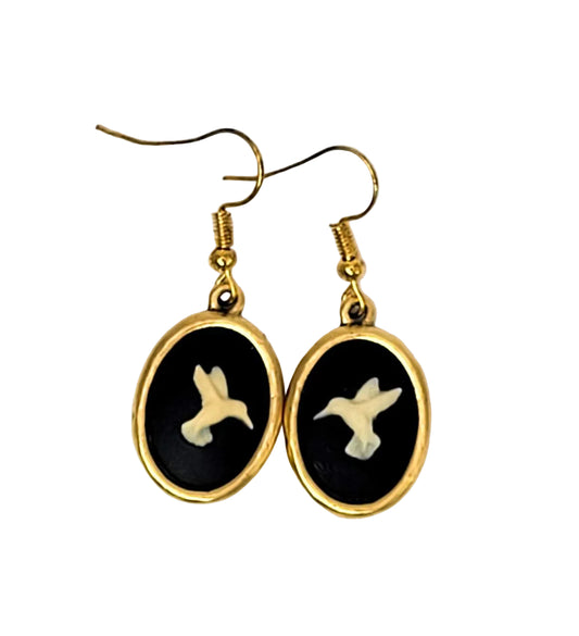 Hummingbird Cameo Earrings