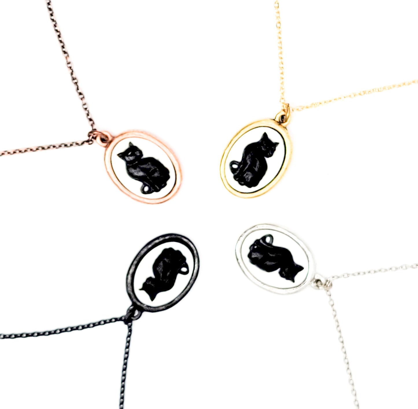 Black Cat Cameo Necklace