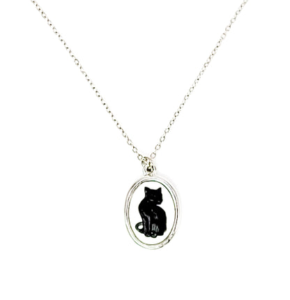 Black Cat Cameo Necklace