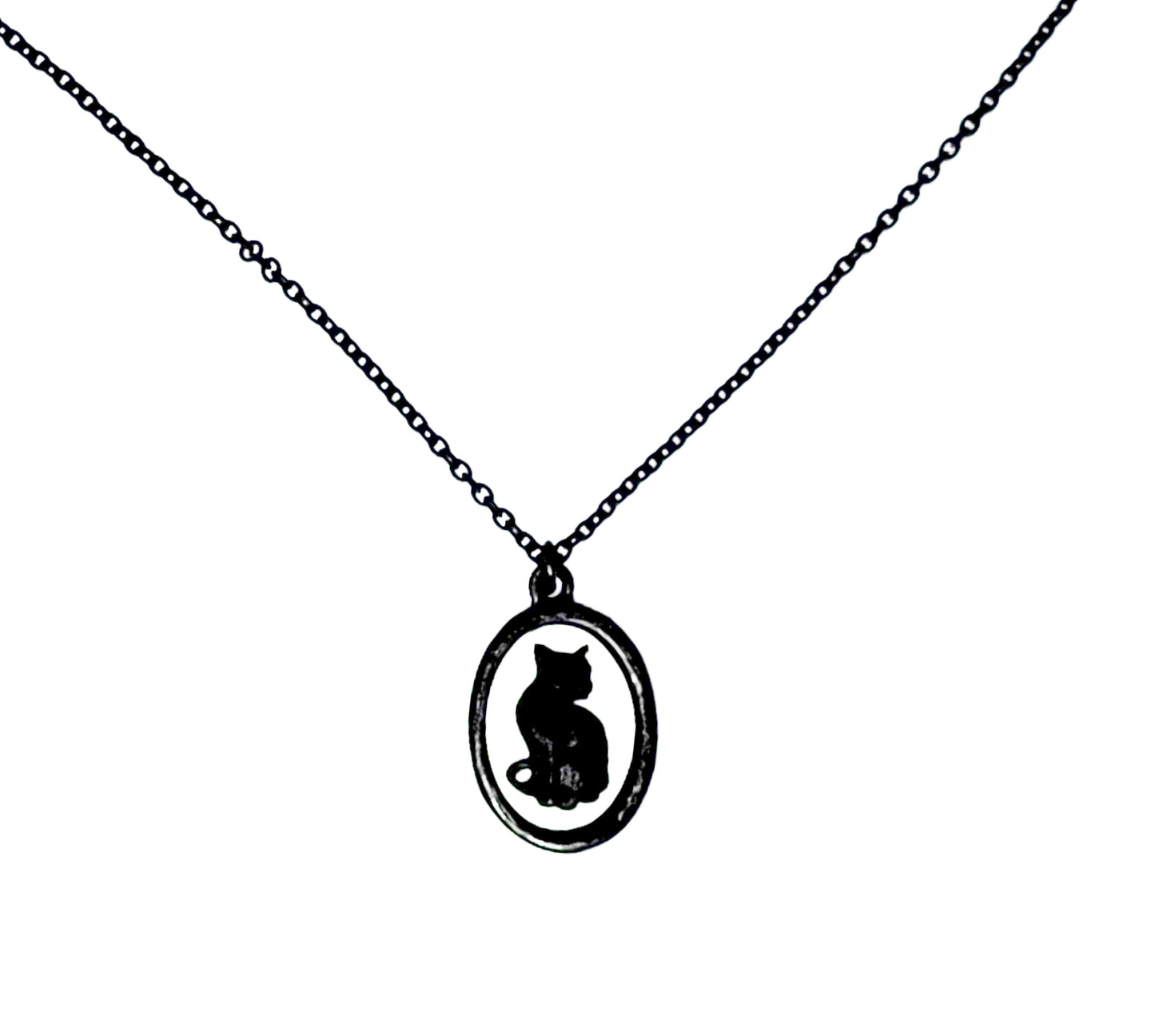 Black Cat Cameo Necklace