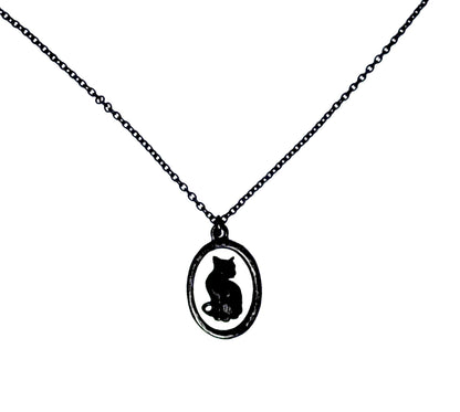 Black Cat Cameo Necklace