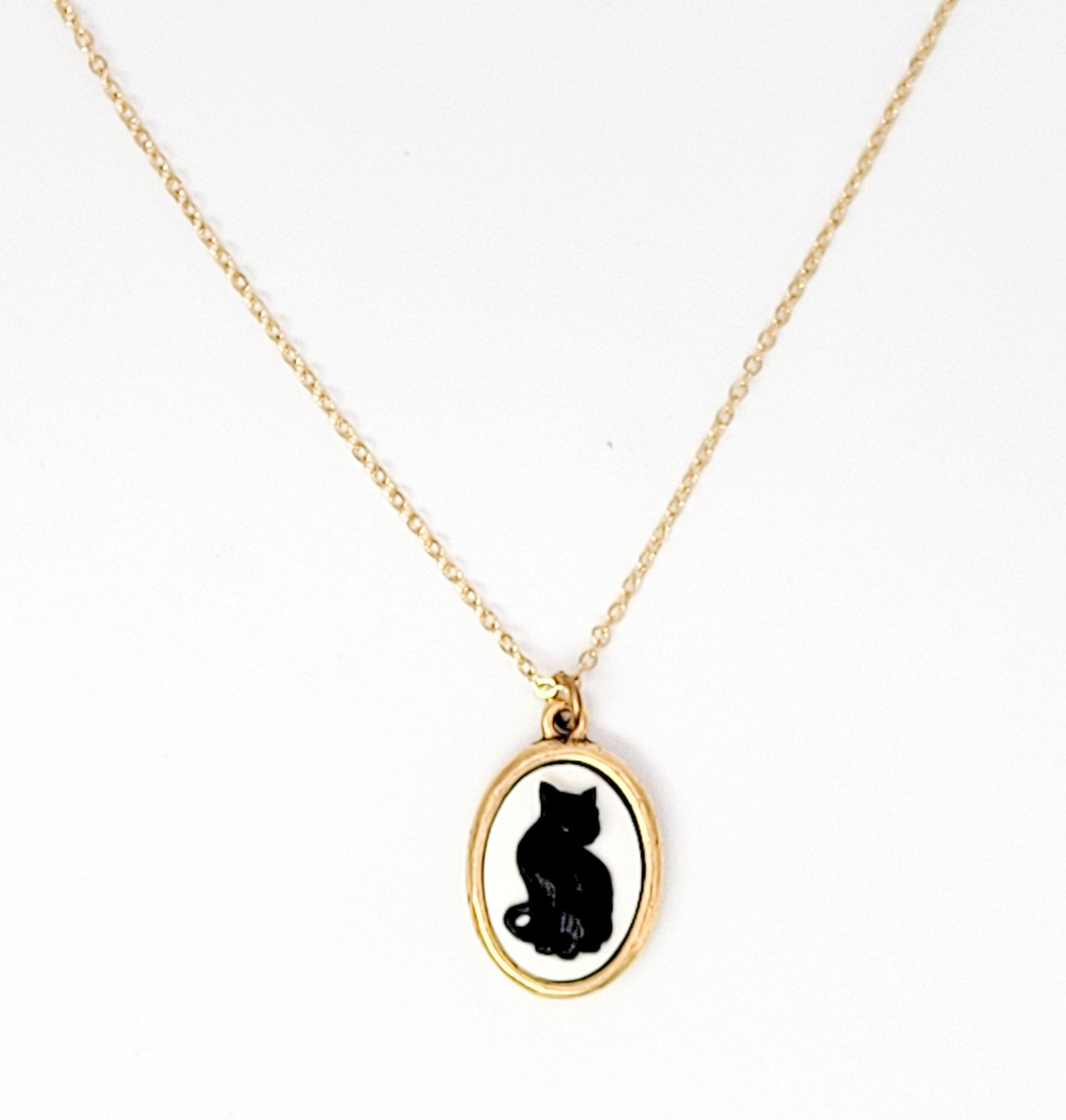 Black Cat Cameo Necklace