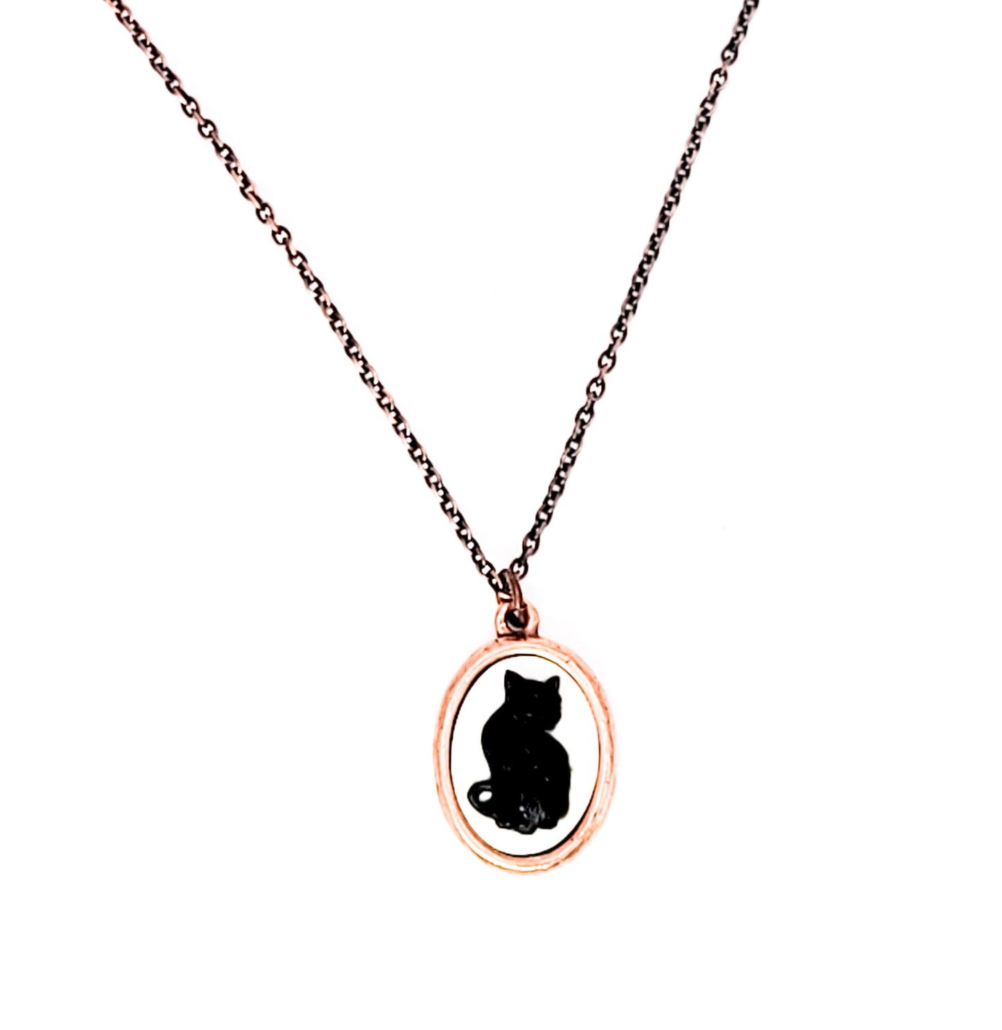 Black Cat Cameo Necklace